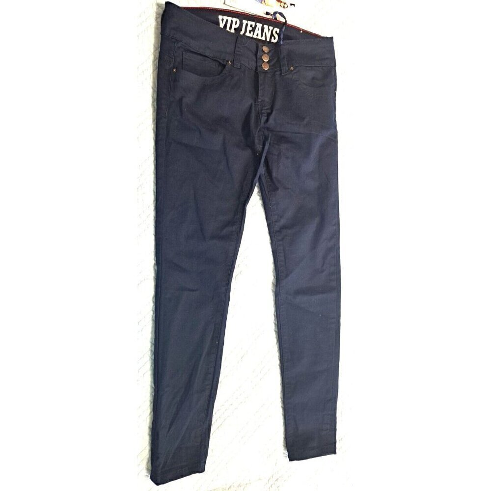 V.I.P. Jeans Juniors 7/8 Navy Blue 3 Button Buttlift Ankle Jeans New w/Tags